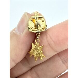 Anchor & Masonic Freemason Pin Goldtone Pin Honor Award 1"